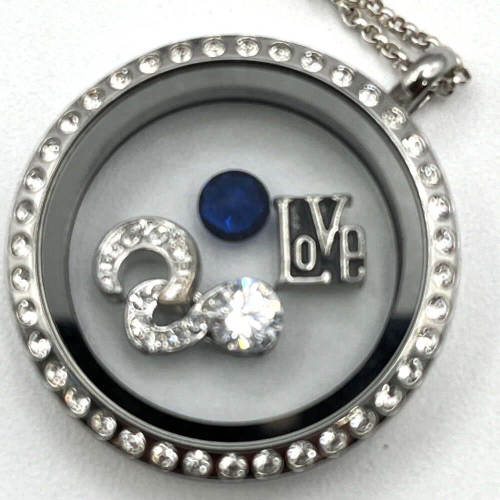 Origami Owl Locket Necklace Inspirational Charm Crystal Love Infinity 32" - Picture 7 of 8